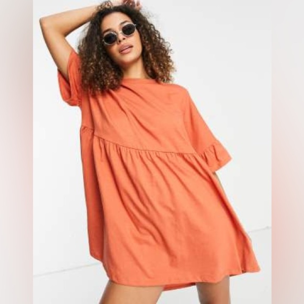 ASOS DESIGN super oversized ruffle sleeve smock dress - Size US 12